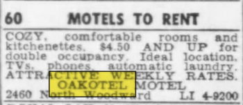 Oakotel Hotel - Apr 1962 Ad (newer photo)